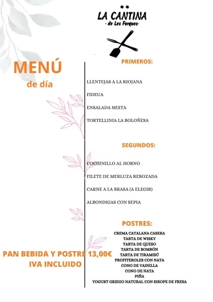 Menú del Día Lentejas a la Riojana Restaurante La Cantina