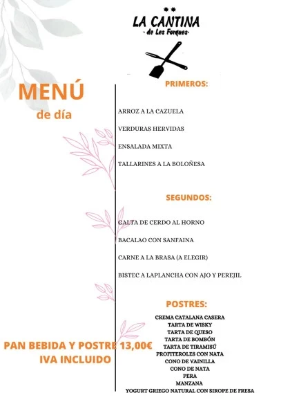 Menú del Día Arroz a la cazuela Restaurante La Cantina Figueres 19 02 2024