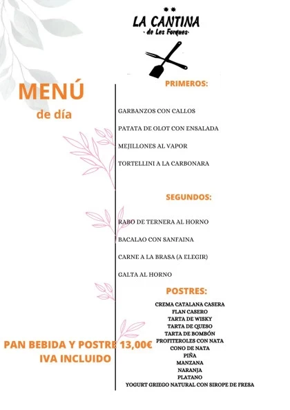 Menú del Día Carbanzos con Callos La Cantina les Forques 23 02 2024