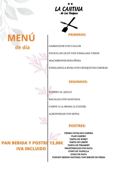 Menú del Día Carbanzos con Callos La Cantina les Forques