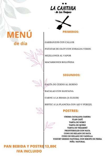Menú del Día 15 03 Carbanzos con Callos La Cantina les Forques